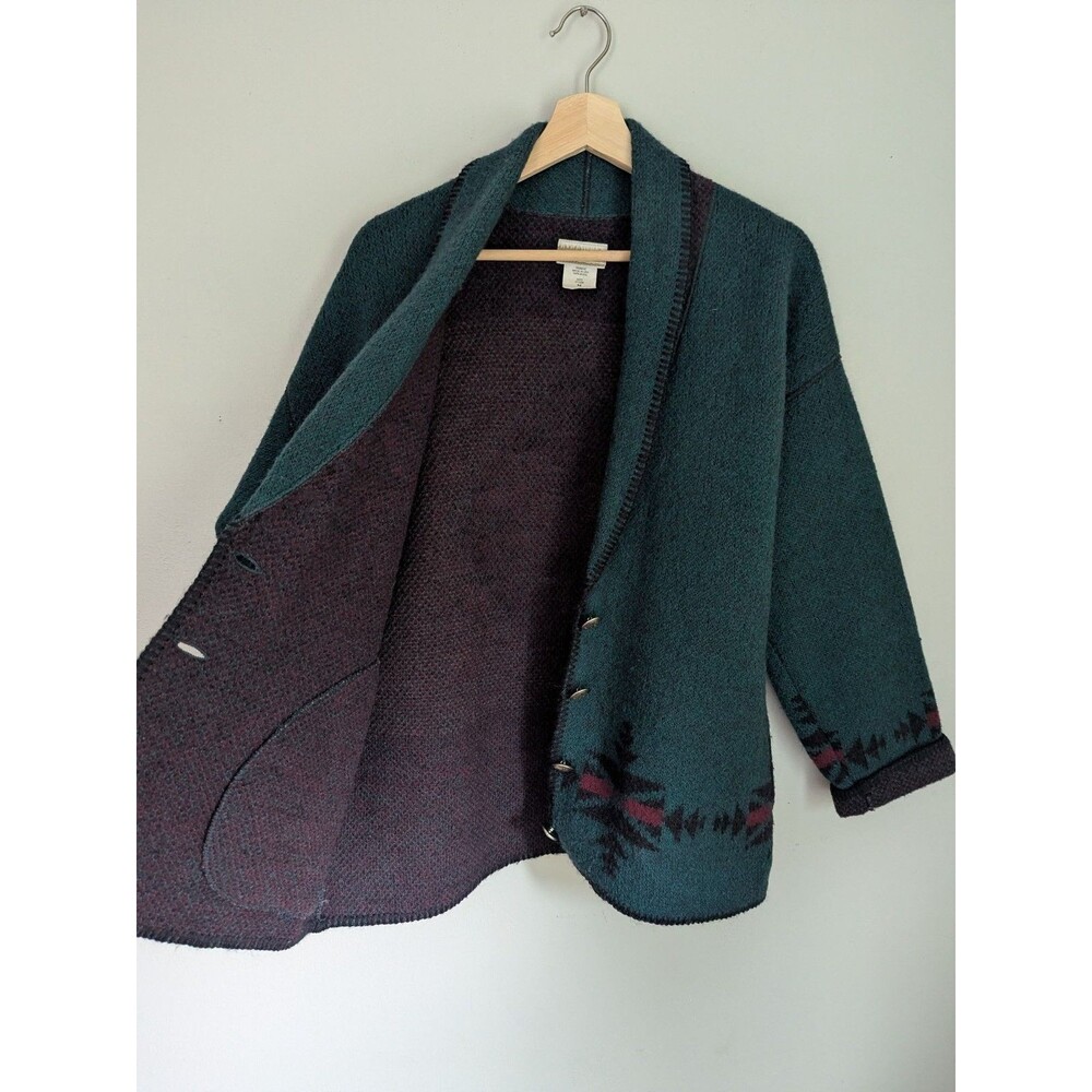 Vtg Coldwater Creek 100% Wool Horse Print Jacket Western Aztec Cowgirl USA M - Picture 8 of 13